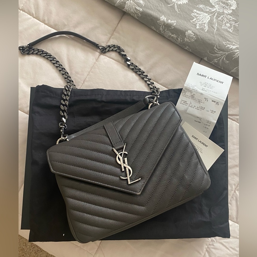 Saint Laurent 2019 Matelasse Chevron Monogram Medium College Bag - Picture 2 of 12
